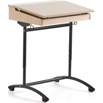 Zahradní lavice Školní lavice ACCESS, 650x550 mm, nastavitelná výška, HPL, antracitově šedá/bříza