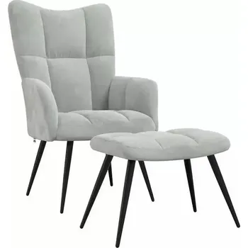 Křeslo Křeslo ušák, relaxační, s podnožkou, černá, šedá, KOMODO 2