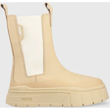 Dámská zimní obuv Kožené kotníkové boty Puma Mayze Stack Chelsea Wns 386272 béžová 80X, EUR 40
