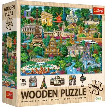 Trefl Dřevěné puzzle 1000 - Francie - Slavná místa