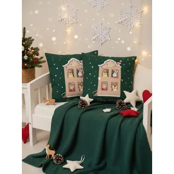 Povlak na dekorativní polštářek Sinsay - Povlaky na polštáře s vánočním motivem 2 ks - zelená - YZ056-67X - YZ056-67X-ONE