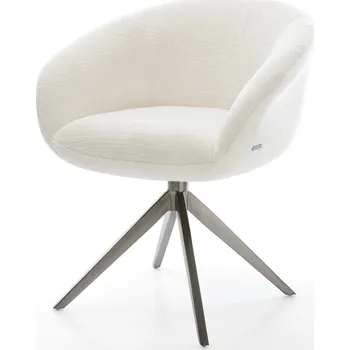 Jídelní židle DELIFE Jídelní židle Vinka-Flex s područkami bouclé měkký béžová křížová podnož široká grafitová 360° otočná houpací funkce taštičkové pružiny