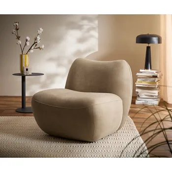 Křeslo DELIFE Křeslo Zena 75×85 cm mikrovlákno béžová vintage