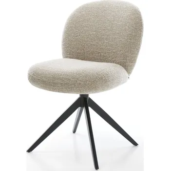 Jídelní židle DELIFE Jídelní židle Nube-Flex látka Měkký béžová křížová podnož široká černá 360° otočný houpací funkce taštičkové pružiny