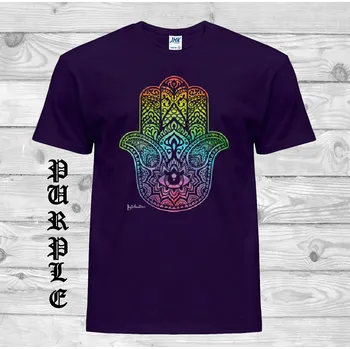Pánská móda levne-bavlnene-tricko-potisk-hamsa Barva: Purple - purpurová, velikost: XXL