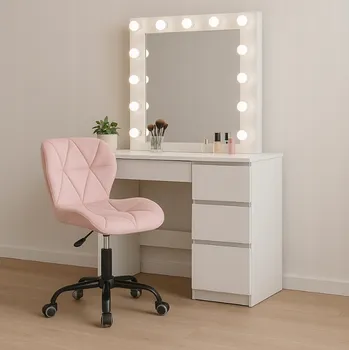 Ergonomická otočná kancelářská židle - sametová Růžová