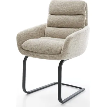 Jídelní židle DELIFE Jídelní židle Abelia-Flex s područkami tkanina Měkký béžová jídelní židle plochá černá