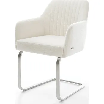 Jídelní židle DELIFE Jídelní židle Greg-Flex bouclé měkký béžová jídelní židle plochá nerezová ocel taštičkové pružiny