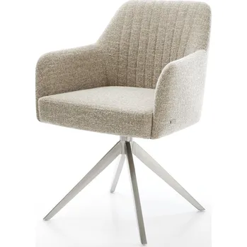 Jídelní židle DELIFE Jídelní židle Greg-Flex tkanina Měkký béžová křížová podnož široká nerezová ocel 360° otočný houpací funkce taštičkové pružiny