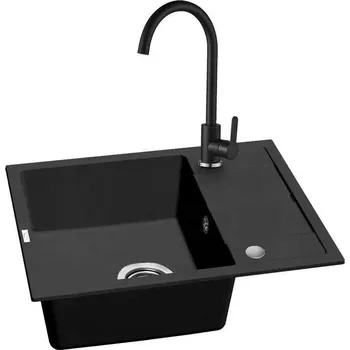 Granitový dřez GRANITOVÝ DŘEZ LAVEO DOLI ČERNÁ + BATERIE