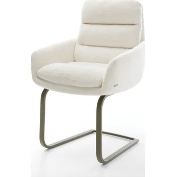 Jídelní židle DELIFE Jídelní židle Abelia-Flex s područkami bouclé měkký béžová jídelní židle plochá titanová barva