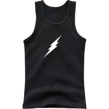 Dívčí tílko Dětské bavlněné tílko s potiskem blesku Jednobarevné tričko bez rukávů s O výstřihem Pohodlný letní top pro chlapce a dívky Různé barvy černá 4
