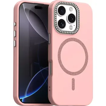 Pouzdro na mobilní telefon Kryt na iPhone 16 Pro s podporou MagSafe Diamond růžový