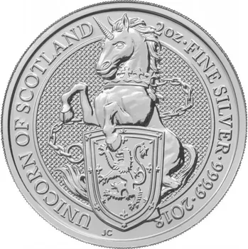 Royal Mint Stříbrná investiční mince Unicorn 2 Oz | Queens Beasts | 2018 | 62,2 g
