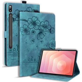 Pouzdro na tablet Flowers zavírací pouzdro na Samsung Galaxy Tab S11 Ultra - modrozelené