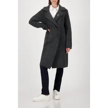 Dámský kabát Kabát Monari 9608 šedý kardigan s broží Velikost: 38