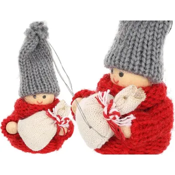 Vánoční dekorace DEKORATIVNÍ PANENKA S PYTLÍKEM ČERVENÁ GIRL 7,5CM