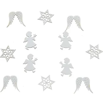 Dekorace, dřevěná, OZDOBY, bílé, 3,5cm, 12ks/bal.