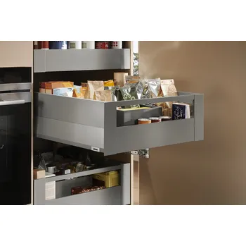 Nábytek K-BLUM Merivobox, zásuvka E boxcap 350mm/40kg, světle šedá IG, vnitřní, reling (K-BLUM Merivobox, zásuvka E boxcap 350mm/40kg, světle šedá IG, vnitřní, reling)