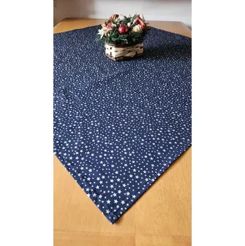 ubrus Vánoční ubrus modrý, hvězdičky