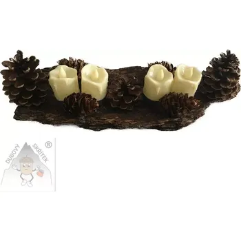 Vánoční svícen Dubový skřítek Přírodní svícen s vůní lesa - originální ozdoba pro váš sváteční stůl