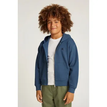 Chlapecká mikina Dětská mikina Calvin Klein Jeans 0 tmavomodrá barva, s kapucí, hladká, IB0IB02379 IB0IB02379.128.176.PPYA 59X, vel. 176