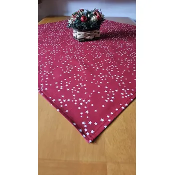 ubrus Vánoční ubrus červený, bílé hvězdičky