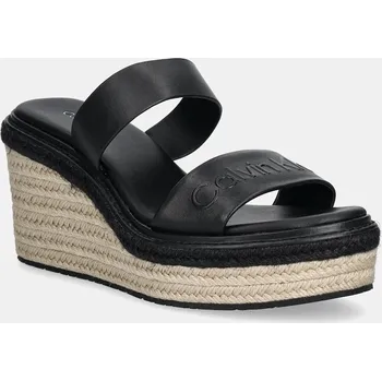 Dámské pantofle Kožené pantofle Calvin Klein WEDGE SANDAL 50 - HE HW0HW02375 černá 99X, EUR 40