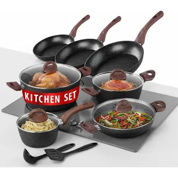 Hrnec Sada nádobí MagicHome Black Marble Line, 13 dílná