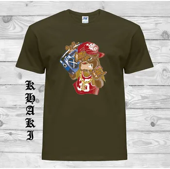 Pánská móda panske-levne-bavlnene-tricko-potisk-hip-hop-pes Barva: Khaki, velikost: XS