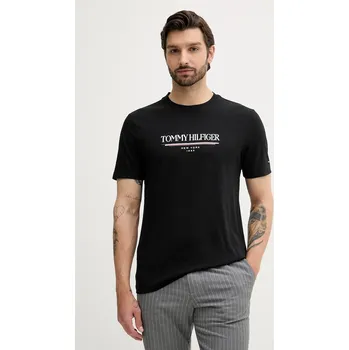 Pánské oblečení Bavlněné tričko Tommy Hilfiger MW0MW40324 černá 99X, vel. XL