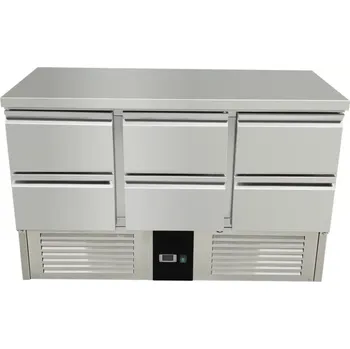 vasegastro Chladící stůl - 1,37 x 0,7 m - se 6 šuplíky