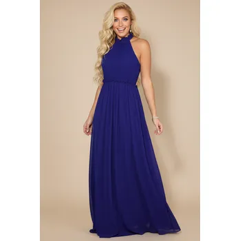 Dámské šaty EVA & LOLA Společenské Šaty pro družičky AERIS modré Barva: Modrá, Velikost: S