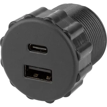 Elektrická zásuvka StrongPower nabíječka USB A+C, 2 x nabíjecí výstupy, průměr 35 mm, černá (StrongPower nabíječka USB A+C, 2 x nabíjecí výstupy, průměr 35 mm, černá)