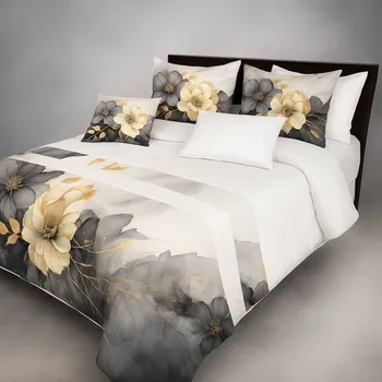 Přehoz na lůžko Elegantní přehoz s květinovým vzorem v šedých odstínech Šířka: 220 cm | Délka: 240 cm