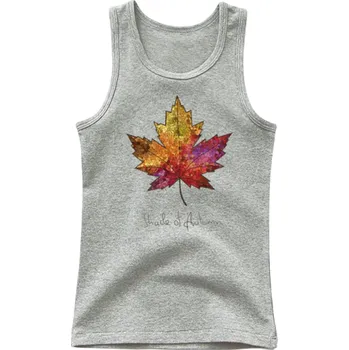 Dívčí tílko Dětské bavlněné tílko s potiskem listu Jednobarevné tričko bez rukávů s O výstřihem Pohodlný letní top pro chlapce a dívky Různé barvy šedá 14