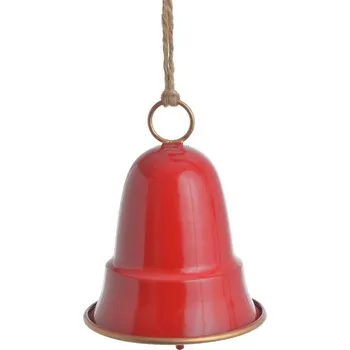 Vánoční dekorace Kovový zvonek 14 cm - červená/zlatá