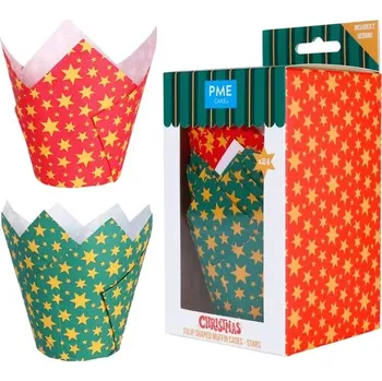 PME Košíčky papírové Tulip Vánoce Hvězdičky 24 ks