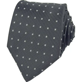 Kravata Tmavě šedá pánská kravata s jemným čtverečkovaným vzorem