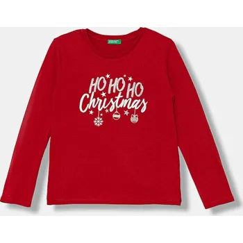 Chlapecké tričko Dětské bavlněné tričko s dlouhým rukávem United Colors of Benetton 3ATNC10RB.G.Seasonal červená 33X, vel. 130