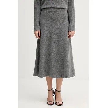 Dámská sukně Sukně s příměsí vlny United Colors of Benetton šedá barva, midi, 1444D002B 90X, vel. L