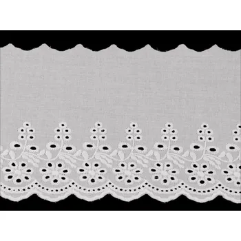Krajka Bavlněná madeira - štykování šíře 13 cm metráž - 1 bílá