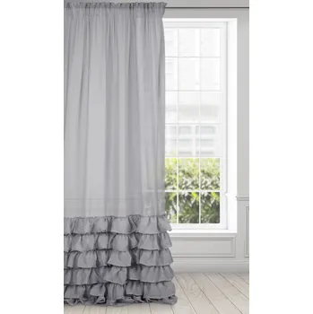 Záclona HOTOVÁ ZÁCLONA NA PÁSCE 140X250 CM ŠEDÁ OCELOVÁ