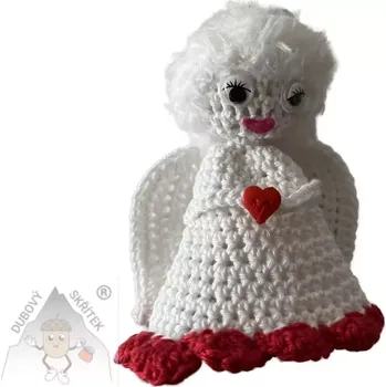 Vánoční dekorace Dubový skřítek Háčkovaný andílek - strážce klidu a lásky