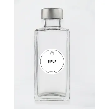 Speciální papír Samolepka na láhev SIRUP průměr 5 cm – bílá vinylová, voděodolná, omyvatelná samolepka na dózy, tučné písmo