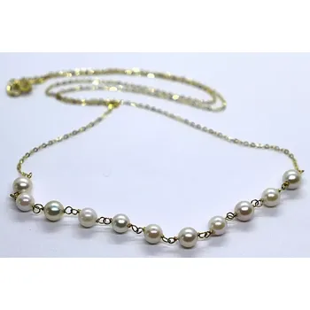 Řetízek Klenoty Budín Dámský zlatý náhrdelník s bílými perlami 585/2,54gr 45cm HK4066 (Klenoty Budín Dámský zlatý náhrdelník s bílými perlami 585/2,54gr 45cm HK4066)