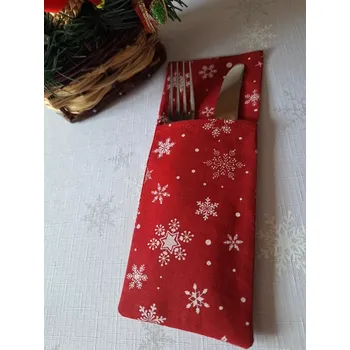 Příbor Kapsa na příbory červená, bílé vločky