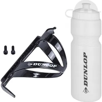 Láhev CYKLISTICKÁ LÁHEV DUNLOP 750ML S KOŠÍKEM BÍLÁ