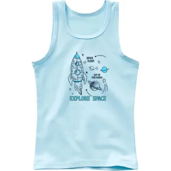 Dívčí tílko Dětské bavlněné tílko s potiskem vesmírné rakety Jednobarevné tričko bez rukávů s O výstřihem Pohodlný letní top pro chlapce a dívky modrá 12