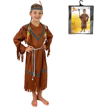 Karnevalový kostým KARNEVAL Šaty Indiánka s čelenkou vel. M (117-128 cm) 6-8 let *KOSTÝM*